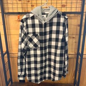 Source Unknown Black and White Plaid Shirt Jacket